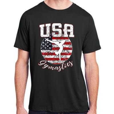 Usa American Flag Gymnastics Gymnast Adult ChromaSoft Performance T-Shirt