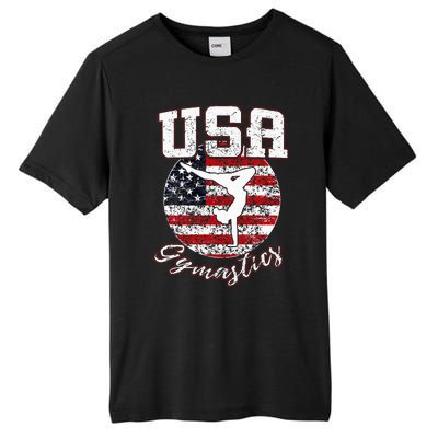 Usa American Flag Gymnastics Gymnast Tall Fusion ChromaSoft Performance T-Shirt