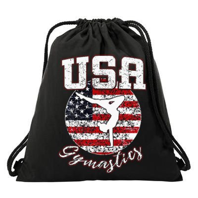 Usa American Flag Gymnastics Gymnast Drawstring Bag