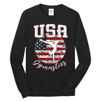 Usa American Flag Gymnastics Gymnast Tall Long Sleeve T-Shirt