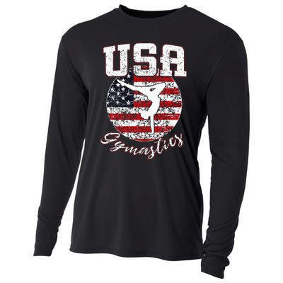 Usa American Flag Gymnastics Gymnast Cooling Performance Long Sleeve Crew