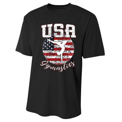 Usa American Flag Gymnastics Gymnast Performance Sprint T-Shirt