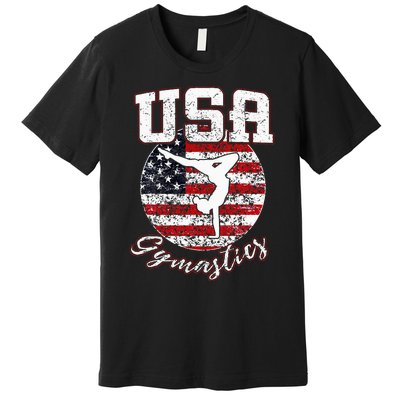 Usa American Flag Gymnastics Gymnast Premium T-Shirt