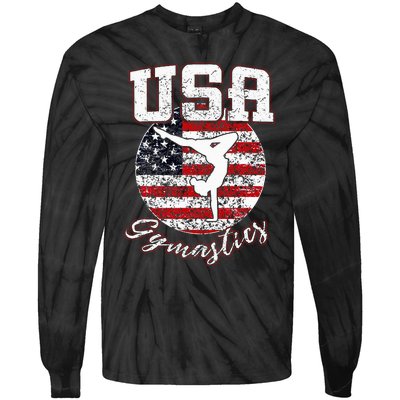 Usa American Flag Gymnastics Gymnast Tie-Dye Long Sleeve Shirt