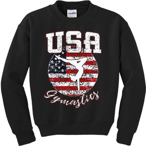 Usa American Flag Gymnastics Gymnast Kids Sweatshirt