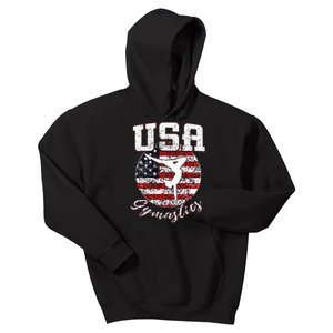 Usa American Flag Gymnastics Gymnast Kids Hoodie