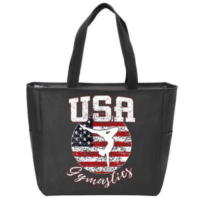 Usa American Flag Gymnastics Gymnast Zip Tote Bag