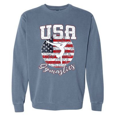 Usa American Flag Gymnastics Gymnast Garment-Dyed Sweatshirt