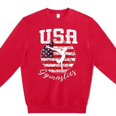 Usa American Flag Gymnastics Gymnast Premium Crewneck Sweatshirt