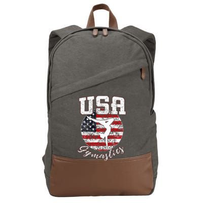 Usa American Flag Gymnastics Gymnast Cotton Canvas Backpack