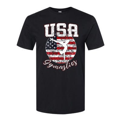 Usa American Flag Gymnastics Gymnast Softstyle CVC T-Shirt