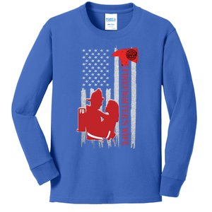 Us American Flag Axe Fire Patriot Firefighter Valentines Gift Kids Long Sleeve Shirt