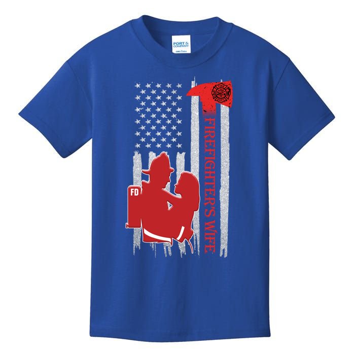 Us American Flag Axe Fire Patriot Firefighter Valentines Gift Kids T-Shirt