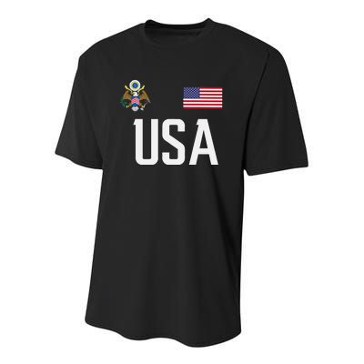 Usa America Flag Football Soccer Fan Youth Performance Sprint T-Shirt