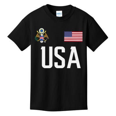 Usa America Flag Football Soccer Fan Kids T-Shirt