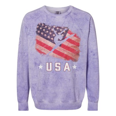 Usa American Flag Gymnastics Team Gymnast Usa Colorblast Crewneck Sweatshirt