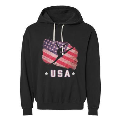 Usa American Flag Gymnastics Team Gymnast Usa Garment-Dyed Fleece Hoodie