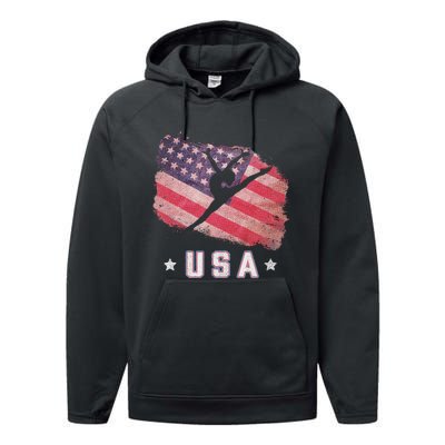 Usa American Flag Gymnastics Team Gymnast Usa Performance Fleece Hoodie