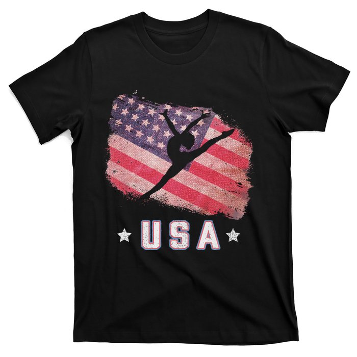 Usa American Flag Gymnastics Team Gymnast Usa T-Shirt