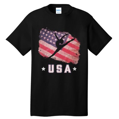 Usa American Flag Gymnastics Team Gymnast Usa Tall T-Shirt