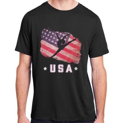 Usa American Flag Gymnastics Team Gymnast Usa Adult ChromaSoft Performance T-Shirt