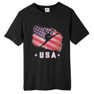 Usa American Flag Gymnastics Team Gymnast Usa Tall Fusion ChromaSoft Performance T-Shirt