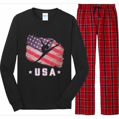 Usa American Flag Gymnastics Team Gymnast Usa Long Sleeve Pajama Set