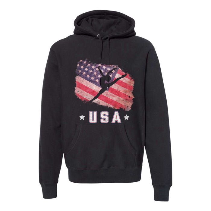 Usa American Flag Gymnastics Team Gymnast Usa Premium Hoodie