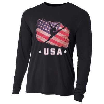 Usa American Flag Gymnastics Team Gymnast Usa Cooling Performance Long Sleeve Crew