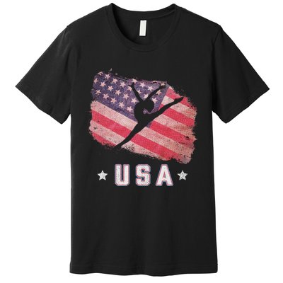 Usa American Flag Gymnastics Team Gymnast Usa Premium T-Shirt