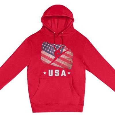 Usa American Flag Gymnastics Team Gymnast Usa Premium Pullover Hoodie