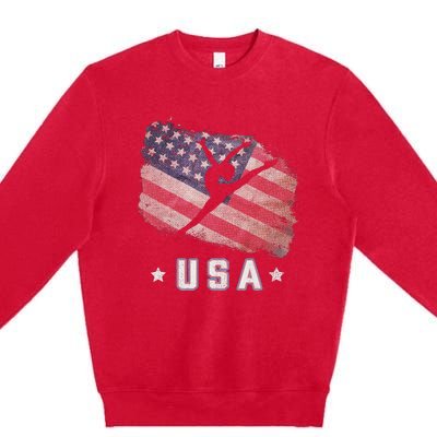 Usa American Flag Gymnastics Team Gymnast Usa Premium Crewneck Sweatshirt