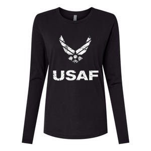 Usaf A.I.R F.O.R.C.E Distressed Usaf Simple Womens Cotton Relaxed Long Sleeve T-Shirt