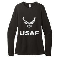 Usaf A.I.R F.O.R.C.E Distressed Usaf Simple Womens CVC Long Sleeve Shirt