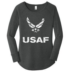 Usaf A.I.R F.O.R.C.E Distressed Usaf Simple Women's Perfect Tri Tunic Long Sleeve Shirt