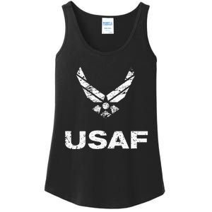 Usaf A.I.R F.O.R.C.E Distressed Usaf Simple Ladies Essential Tank