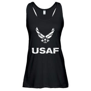 Usaf A.I.R F.O.R.C.E Distressed Usaf Simple Ladies Essential Flowy Tank