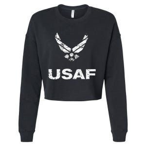 Usaf A.I.R F.O.R.C.E Distressed Usaf Simple Cropped Pullover Crew