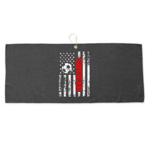 Us American Flag Soccer Patriotic Soccer Large Microfiber Waffle Golf Towel