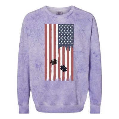 USA American Flag Autism Awareness Colorblast Crewneck Sweatshirt