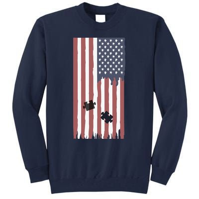 USA American Flag Autism Awareness Tall Sweatshirt