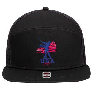 USA American Golf Player 7 Panel Mesh Trucker Snapback Hat