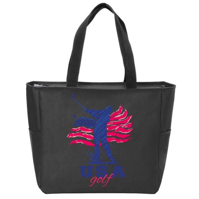USA American Golf Player Zip Tote Bag