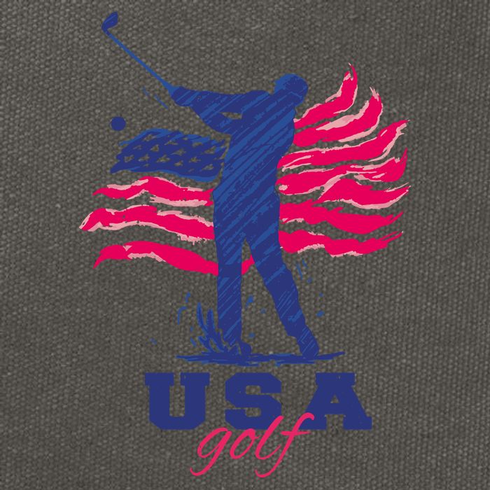 USA American Golf Player Cotton Canvas Backpack