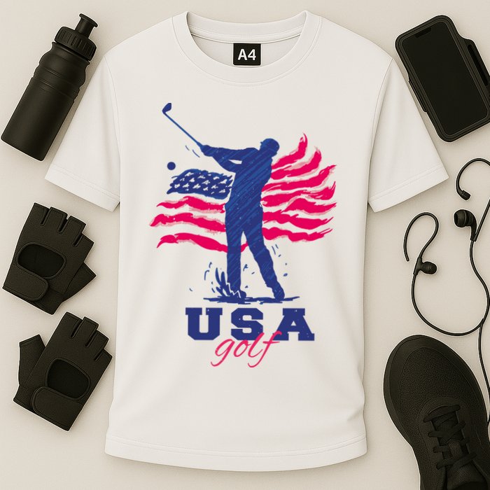 USA American Golf Player Cooling Performance Crew T-Shirt