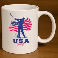 USA American Golf Player 11oz C Handle Ceramic Mug