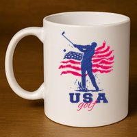 USA American Golf Player 11oz C Handle Ceramic Mug