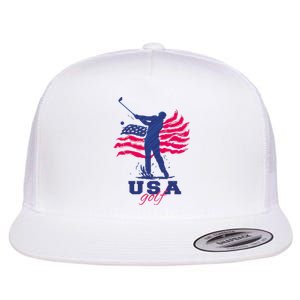 USA American Golf Player Flat Bill Trucker Hat