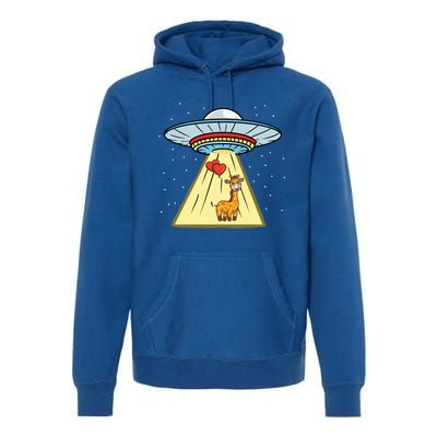 Ufo Abduction Giraffe Valentines Day Gift Premium Hoodie