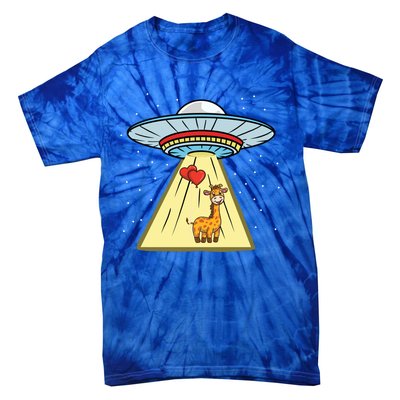 Ufo Abduction Giraffe Valentines Day Gift Tie-Dye T-Shirt